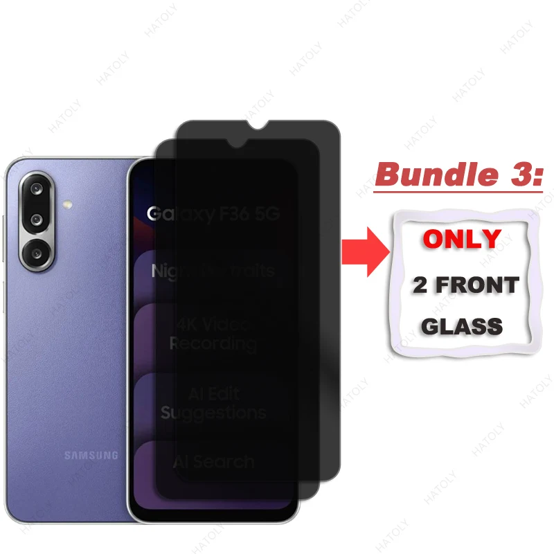 Protector de pantalla de privacidad para Samsung Galaxy F36 vidrio para Samsung F36 Protector de lente de cámara de vidrio antiespía vidrio antideslumbrante - imagen 3