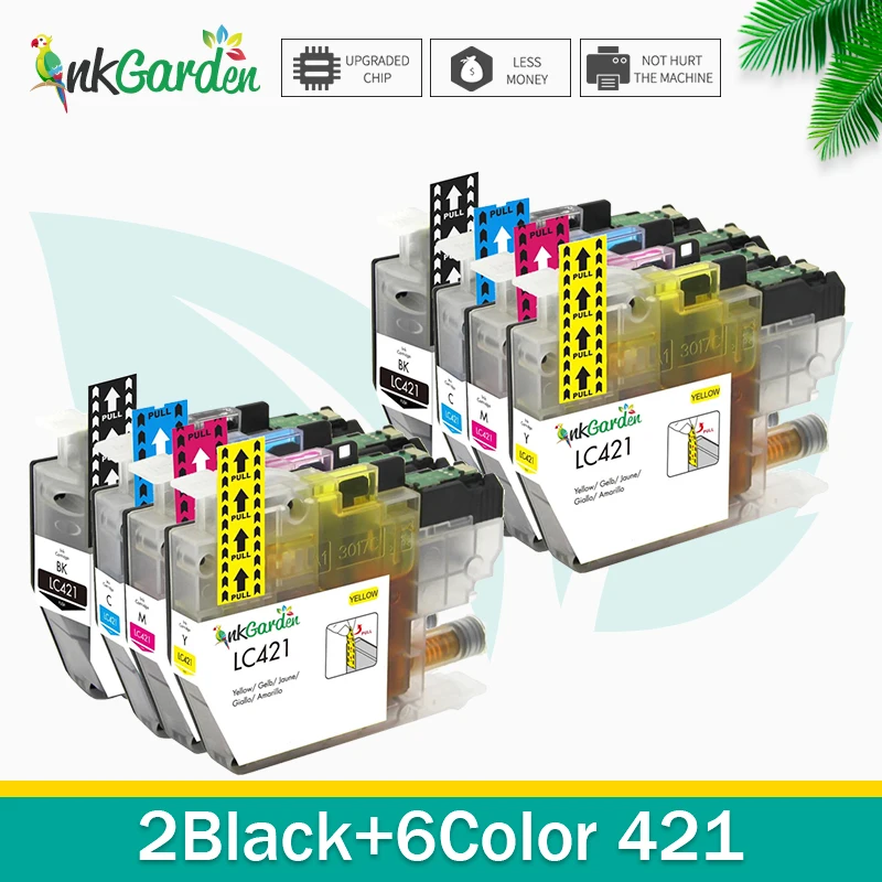 InkGarden cartucho de tinta Compatible con LC421XL LC421 421XL de alta capacidad para impresora Brother DCP-J1050DW MFC-J1010DW DCP-J1140DW