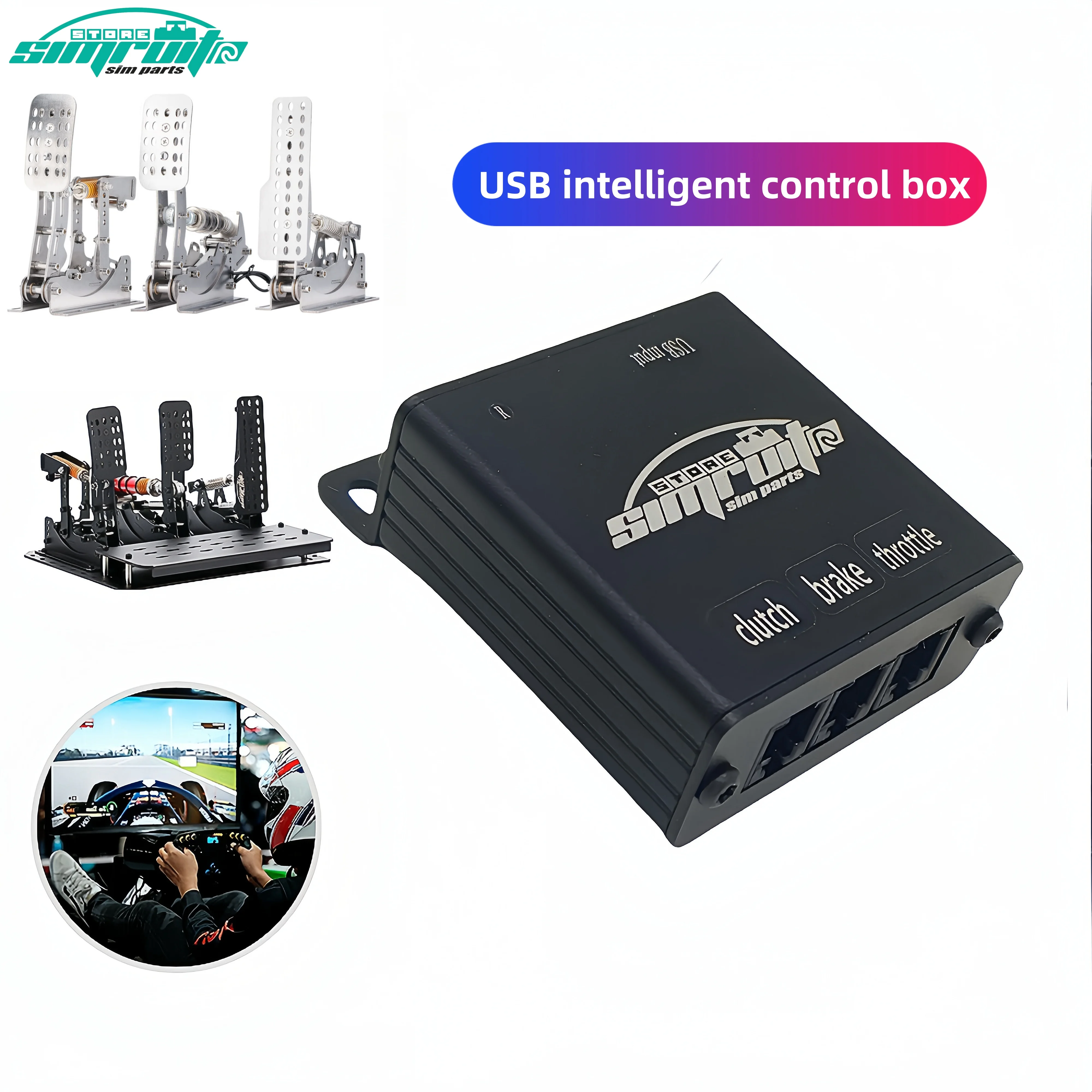 Volante y pedales Sim Racing para caja de control inteligente de PC