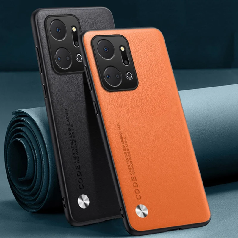 Funda de cuero PU de lujo para Honor X7A, funda trasera de silicona mate a prueba de golpes, funda de teléfono de protección completa para HonorX7A 4G - imagen 2