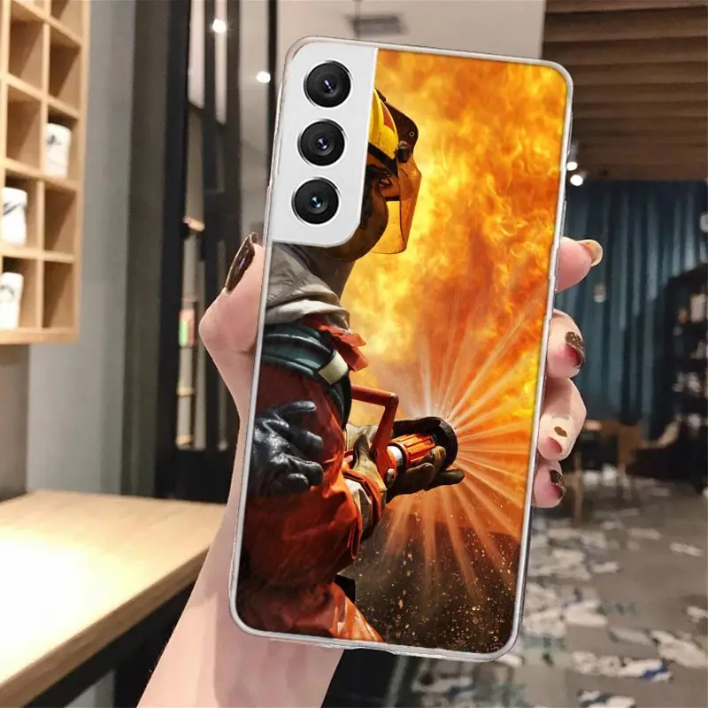 Funda de teléfono de silicona con diseño de llamas de héroe de bomberos para Samsung Galaxy S23 S24 S25 Ultra S21 Plus S20 FE S22 S10 + Funda de borde Galaxy S23 - imagen 2