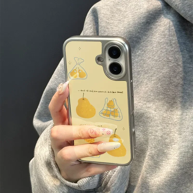Coque de téléphone poire douce jaune pour iPhone 11/12/13/14/15/16/17 Pro Max AIR PLUS, étui de téléphone époxy TPU Anti-chute - imagen 5