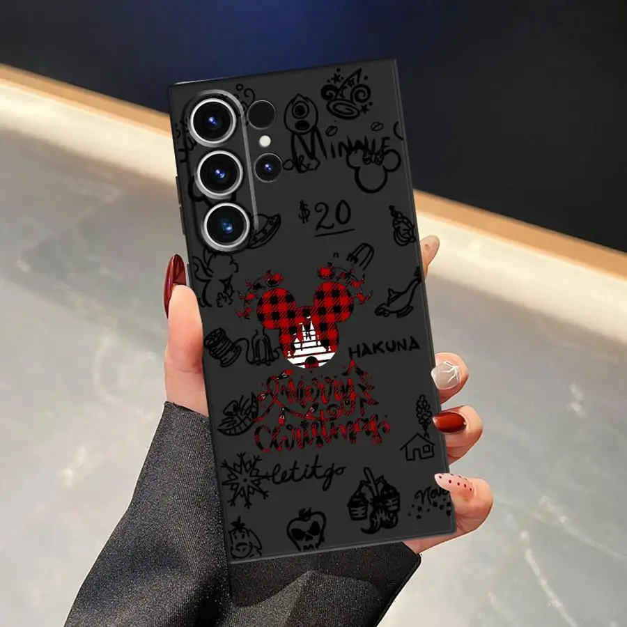 Funda de teléfono suave negra para Samsung Galaxy S24 Plus S21 FE S23 Ultra S20 S25 Edge lindo Mickey Minnie Navidad - imagen 5