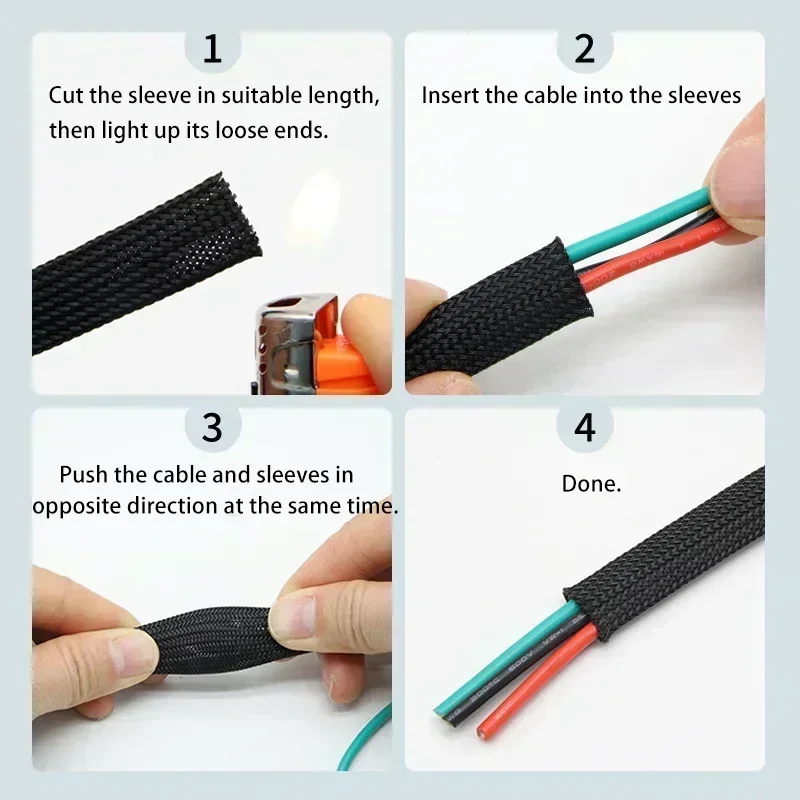 1 ~ 50m nueva funda trenzada expandible PET apretada de alta densidad 2 4 6 8 10 12 16 20 25mm caja de Cable funda de protección aislada - imagen 4