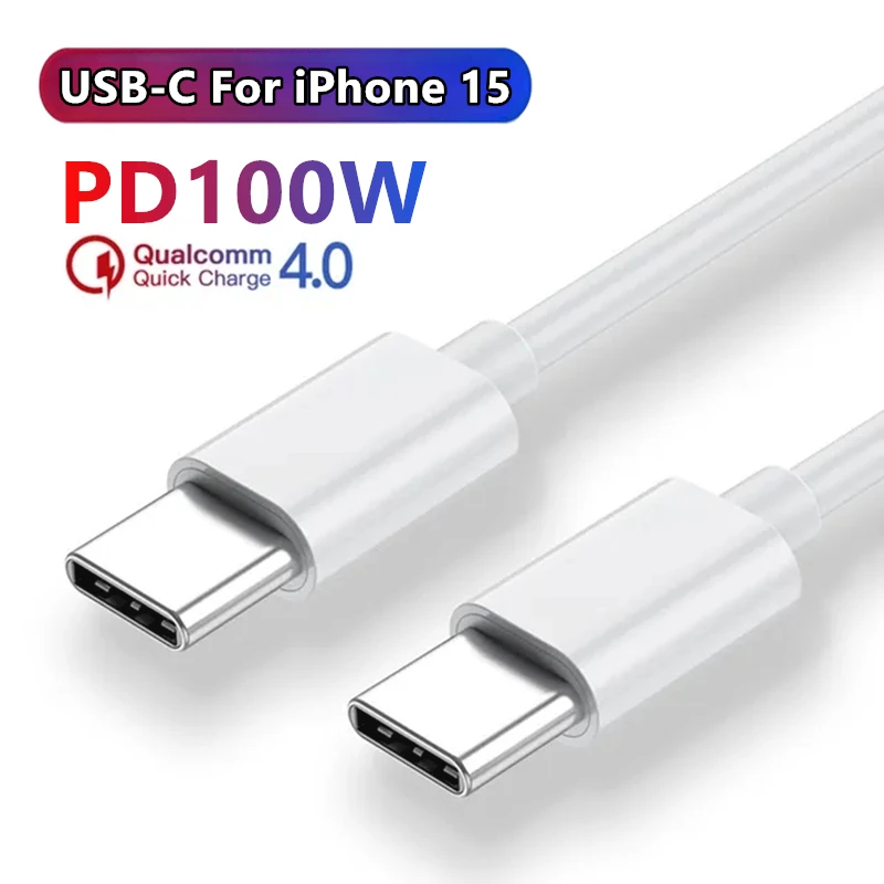 Cable tipo C a tipo C 100W PD carga rápida para iPhone 15 Pro Max Huawei Mate 60 Xiaomi Samsung USB C a USB C Cable cargador 3m