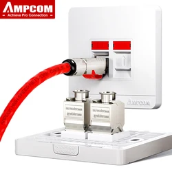 AMPCOM Placa Frontal de Pared RJ45 10 Gbps CAT7 STP Autoblocante 86 mm