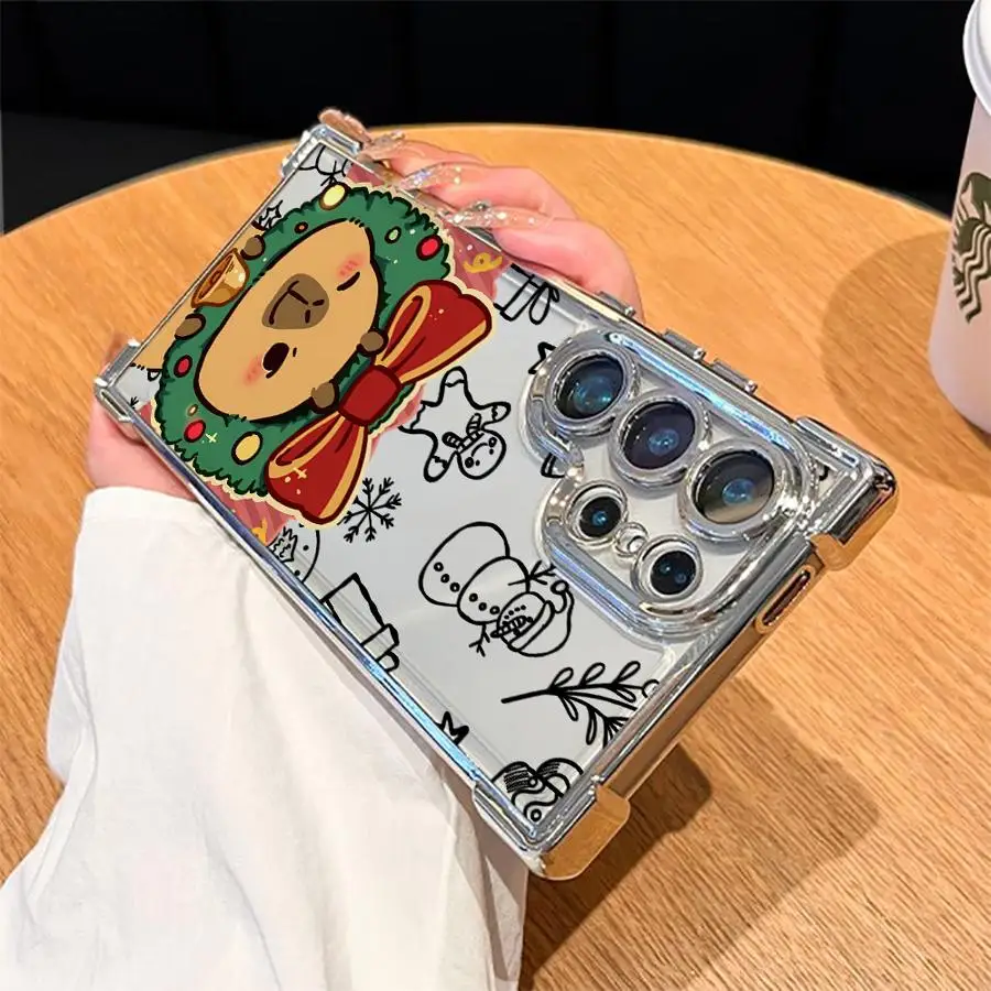 Funda navideña de capibara para Samsung Galaxy S23 S24 S20 FE S21 Plus S25 Edge S22 Ultra transparente - imagen 4