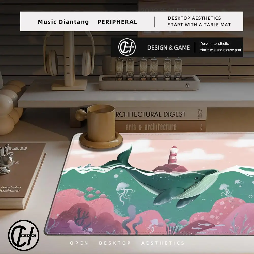 Alfombrilla de ratón de ballenas marinas, accesorios grandes para juegos, alfombrilla para teclado, ilustraciones artísticas, alfombrilla para ratón Xxl Pc Gamer, alfombrillas de escritorio de 40x90 - imagen 2