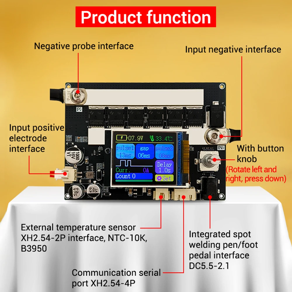 ZK-XW2 3000A pantalla LCD a Color soldador por puntos portátil inteligente Kit de bricolaje 18650 hoja de batería soldador por puntos de doble pulso DC 3,6-15V - imagen 5