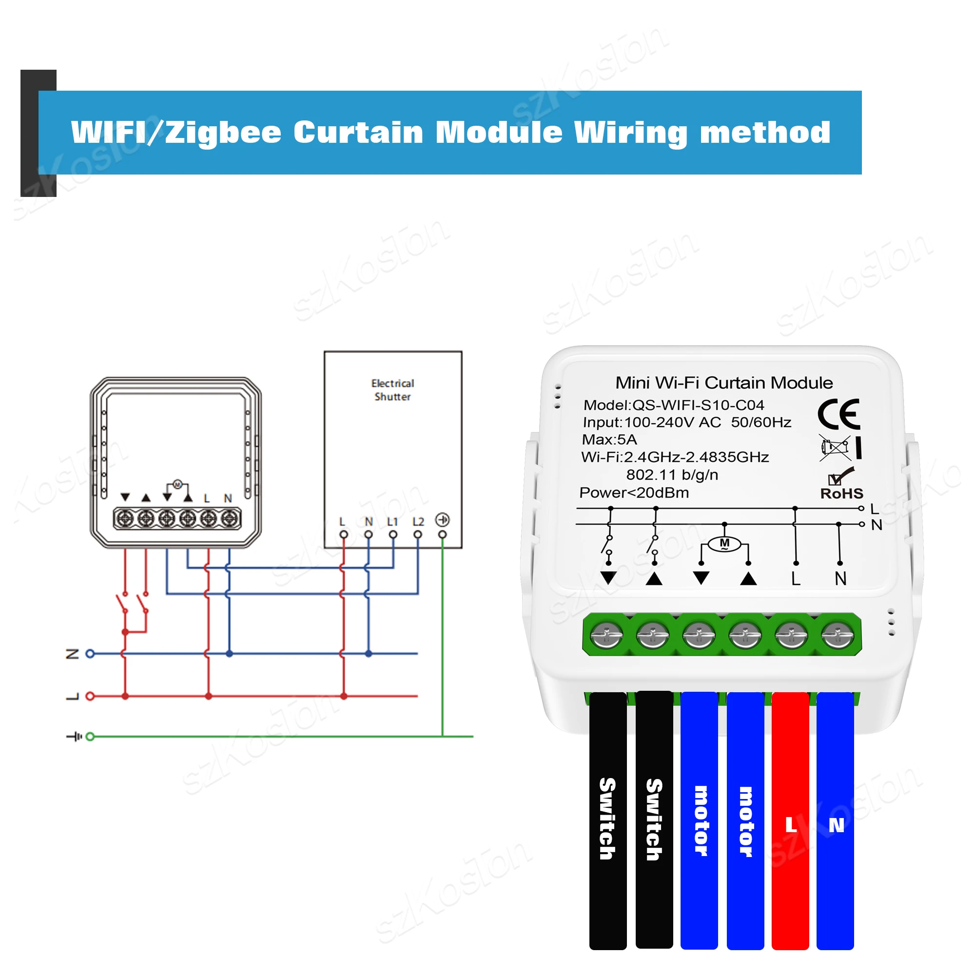 Interruptor Cortina Tuya WiFi Zigbee para Persianas Alexa Google Home - imagen 4