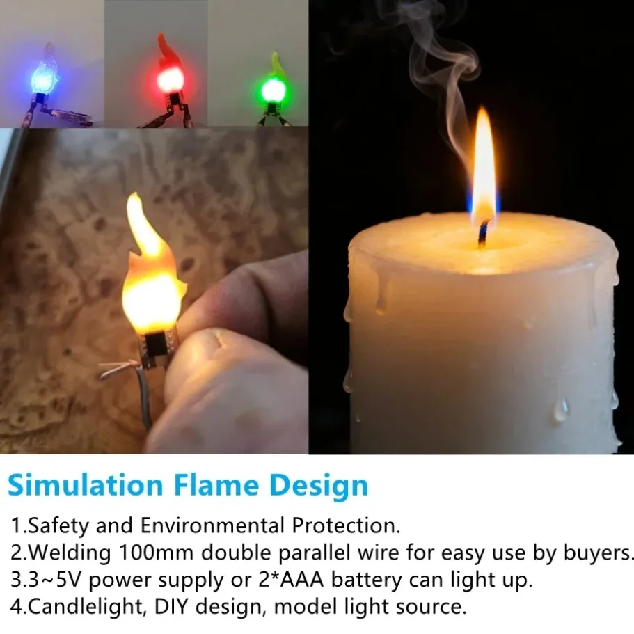 Filamento de llama LED DC 3V DIY cableado COB velas lámpara RA90 con embalaje llama parpadeante decoración bombilla diodo accesorio - imagen 4