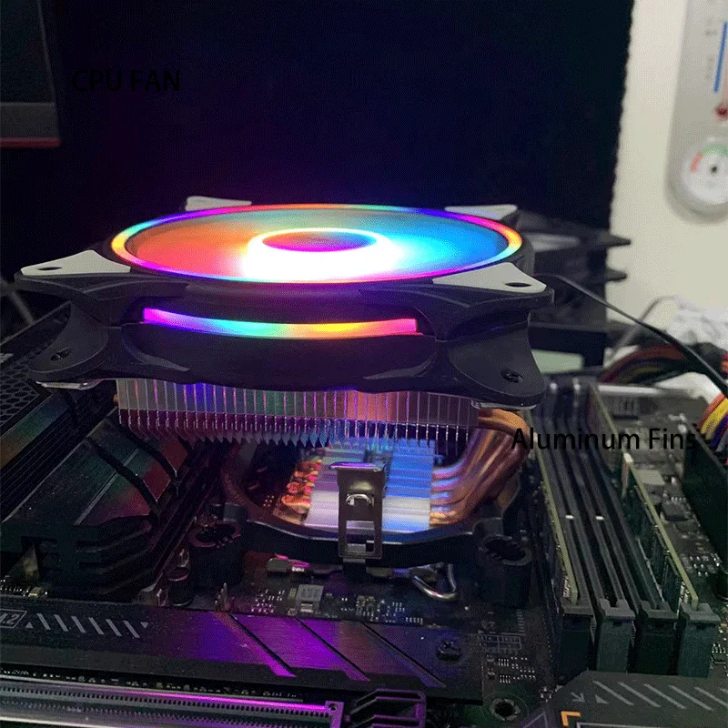 Enfriador refrigerado por aire de CPU de 120MM, 4 tubos de calor, Ventilador de refrigeración de CPU silencioso para Intel LGA 2011 1700 1150 1151 1155 AMD AM3 AM4 AM5 - imagen 5