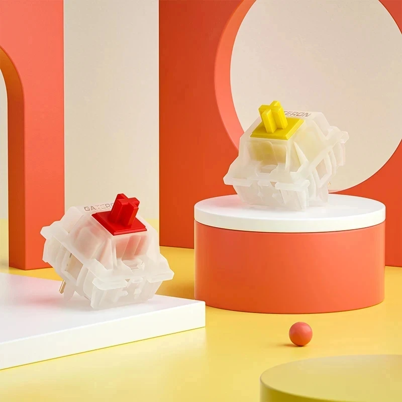 Gateron-interruptores lechosos Pro, color amarillo lechoso Pro, rojo, lineal, prelumado, SMD, RGB, interruptor de vástago Mx para teclado mecánico, 5 pines - imagen 2