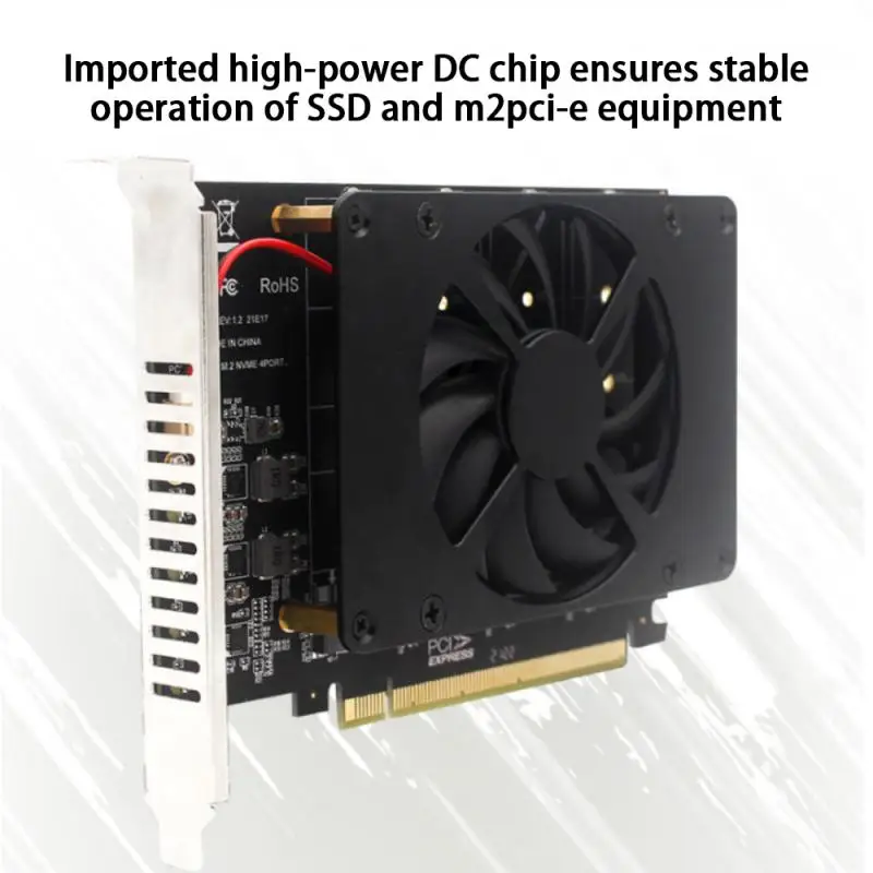 Adaptador de disco de 2 a 5 piezas, tarjeta adaptadora M.2 NVMe SSD PCIe X16 PCI Express X16 4,0 A 4 puertos M.2, compatible con bifurcación RAID PCIe - imagen 4