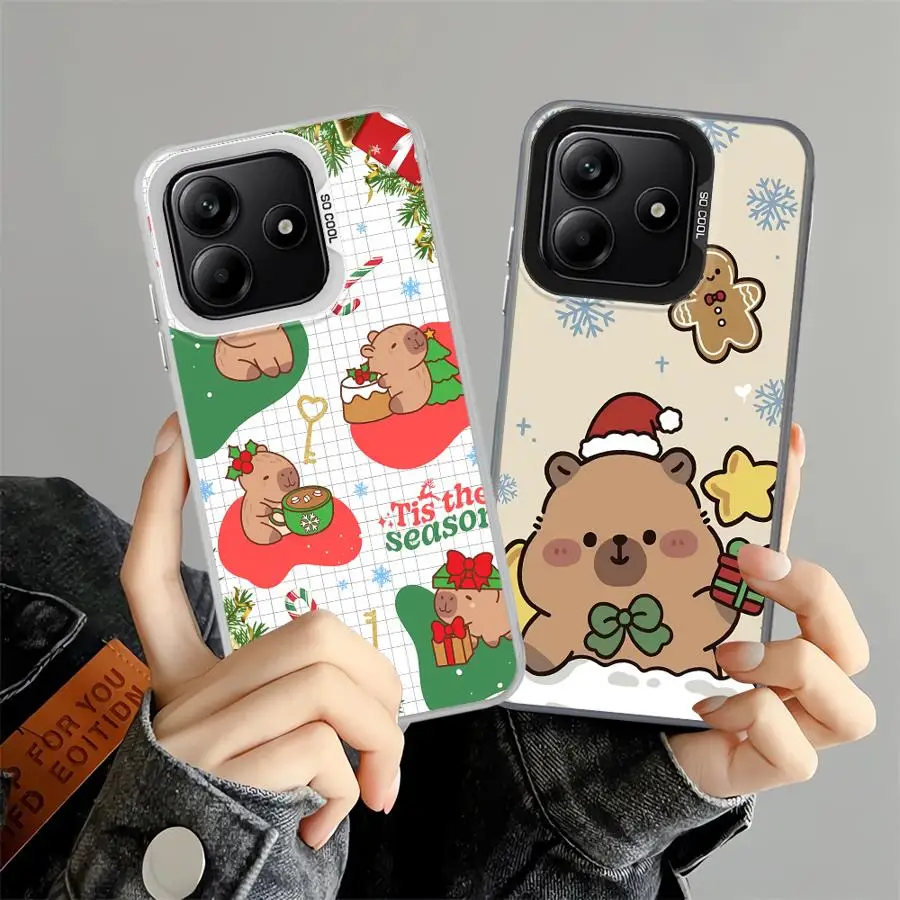 Funda para Xiaomi Redmi Note 14 Pro Plus 9s 10Lite 13 12 11 10s 11s 12s funda trasera para teléfono lindo capibara de Navidad
