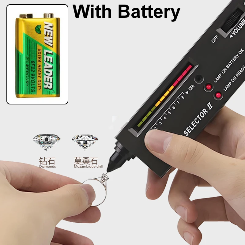 Probador de diamantes, bolígrafo probador de diamantes de alta precisión, joyería, Kit Selector de diamantes profesional + batería + lupa 60x + pinzas - imagen 2