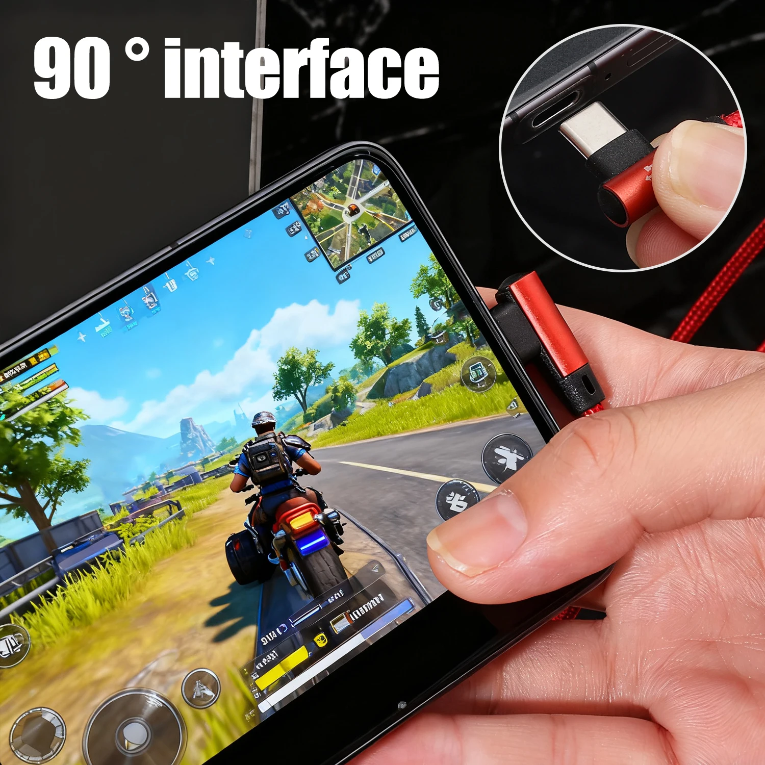 90 °   Cable trenzado de carga rápida con codo, Cable de datos USB A a doble tipo C para iPhone 17, Samsung Mi, teléfono, tableta, línea de cargador de USB-C - imagen 5