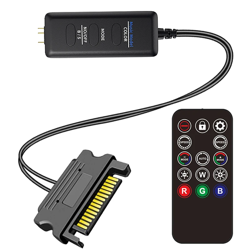 Controlador TEUCER LC-S50R ARGB 5V 3PIN a SATA Cable de extensión de interfaz regulador de luz con Control remoto para ventilador con cubierta de PC - imagen 2