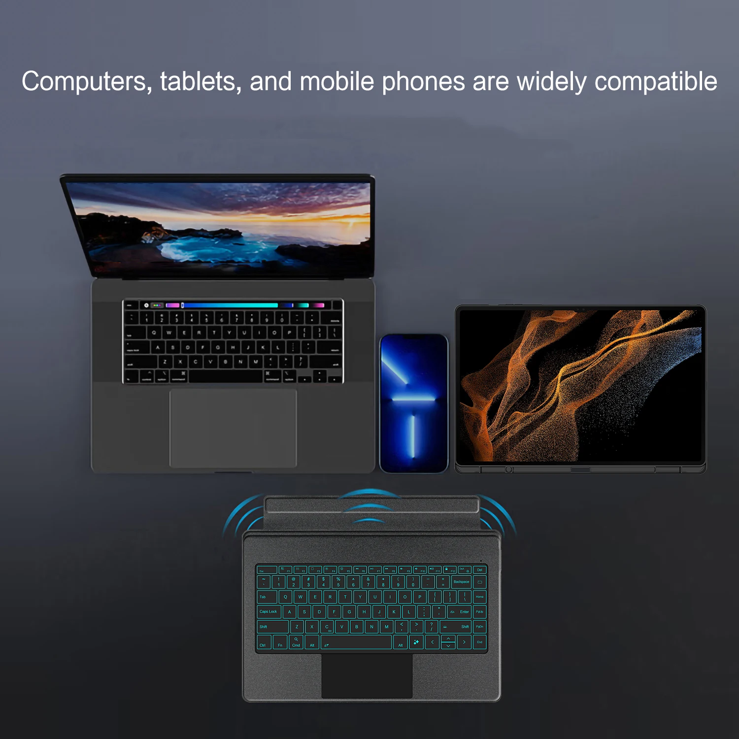 Teclado con retroiluminación TouchPad para Samsung Galaxy Tab S8 Ultra, funda de 14,6 pulgadas 2022, SM-X900 SM-X906, cubierta de teclado mágico desmontable - imagen 5