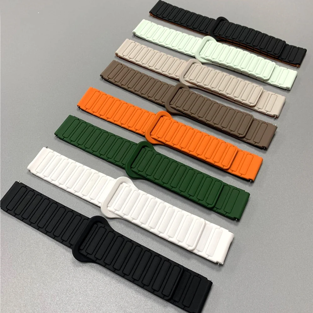 Pulsera magnética de silicona de 20mm y 22mm para Samsung Galaxy Watch 46mm 7 6 5 4 40-44mm correa suave 4 6 Classic Gear S3 reemplazar bandas - imagen 4