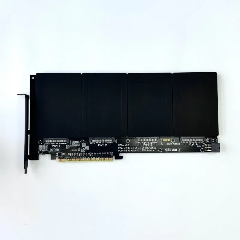 Tarjeta adaptadora divisora de bifurcación PCIe5.0 x16 a 4 puertos GEN5 para U.2 SSD/EDSFF E1.S/E3.S disco duro tarjeta de expansión dividida GPU Dock - imagen 5