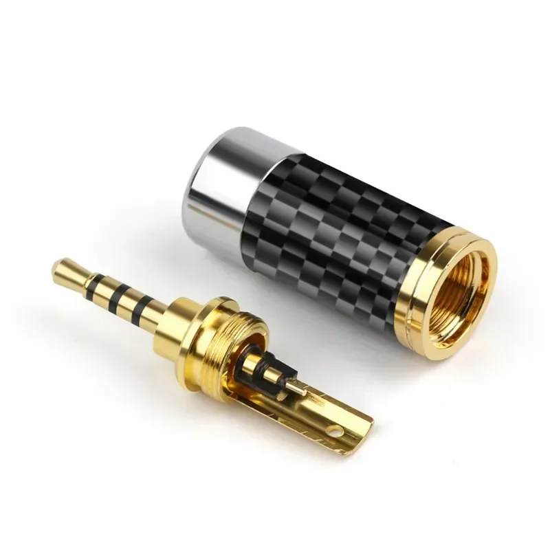 Conector de 2,5mm DIY AK320 380 auriculares 2,5 enchufe de Audio 4 polos carcasa de fibra de carbono enchufes de auriculares chapados en oro conector de cable de 4mm 7,2mm - imagen 3