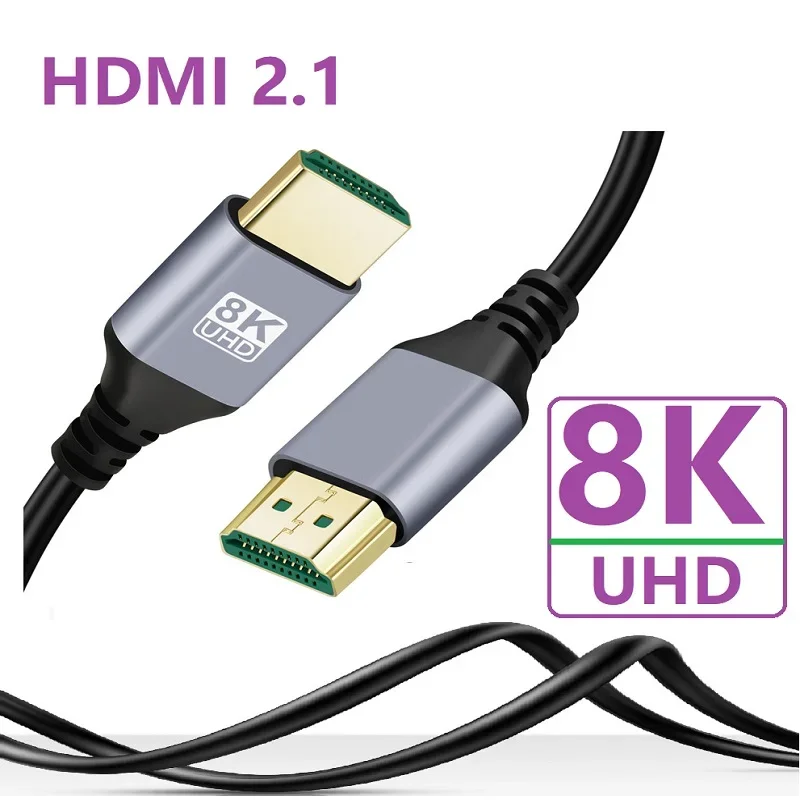 Cable HDMI 8K @ 60Hz 4K @ 120Hz 48Gbps Compatible con HDMI 2,1 Cable HDR de Ultra alta velocidad para proyector de ordenador portátil PS4 PS5 Cable HDTV