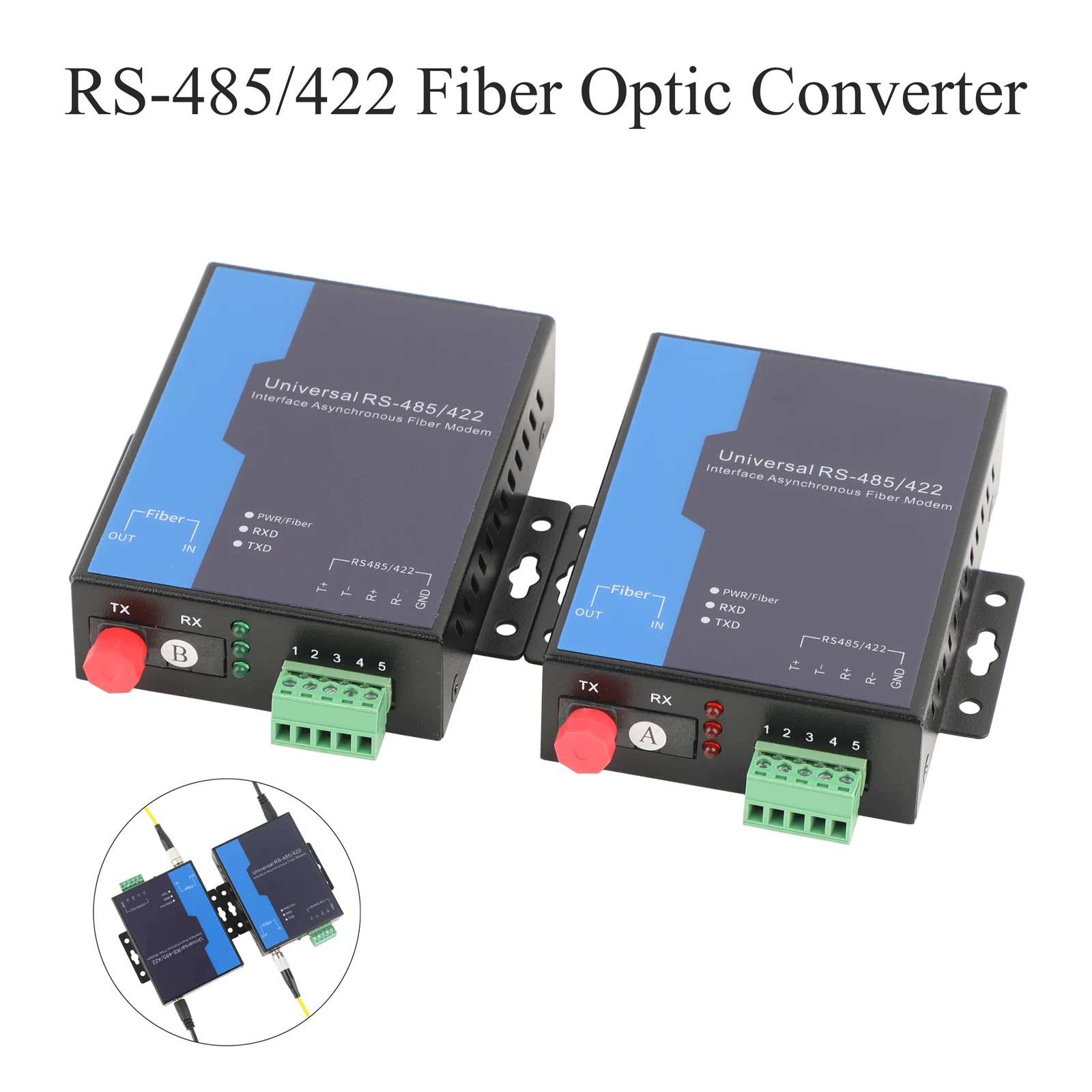 1 par de transceptor óptico bidireccional RS485 de 1 vía SC/FC convertidor de doble fibra monomodo/multimodo enchufe de EE. UU./UE