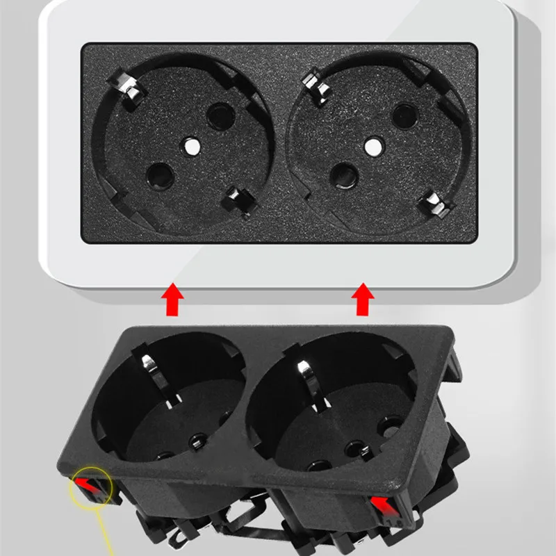 Tomacorriente europeo PDU UPS, toma de corriente de 2 vías, CA, industria italiana, Panel eléctrico de pared integrado, 16A - imagen 4