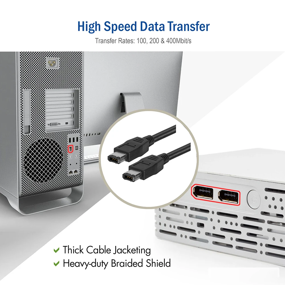 Cable Fiwire 400 Cable Firewire 400 de 6 pines a 6 pines Cable IEEE-1394a de 6 pines - imagen 3