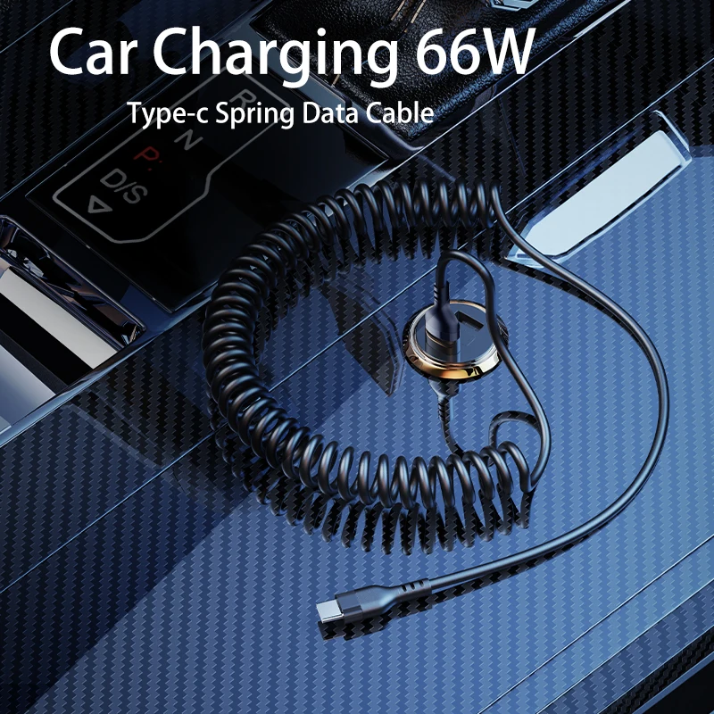 66W 6A tipo C codo resorte telescópico cable de datos de carga rápida teléfono Android para Samsung Huawei Xiaomi para jugar al juego - imagen 4