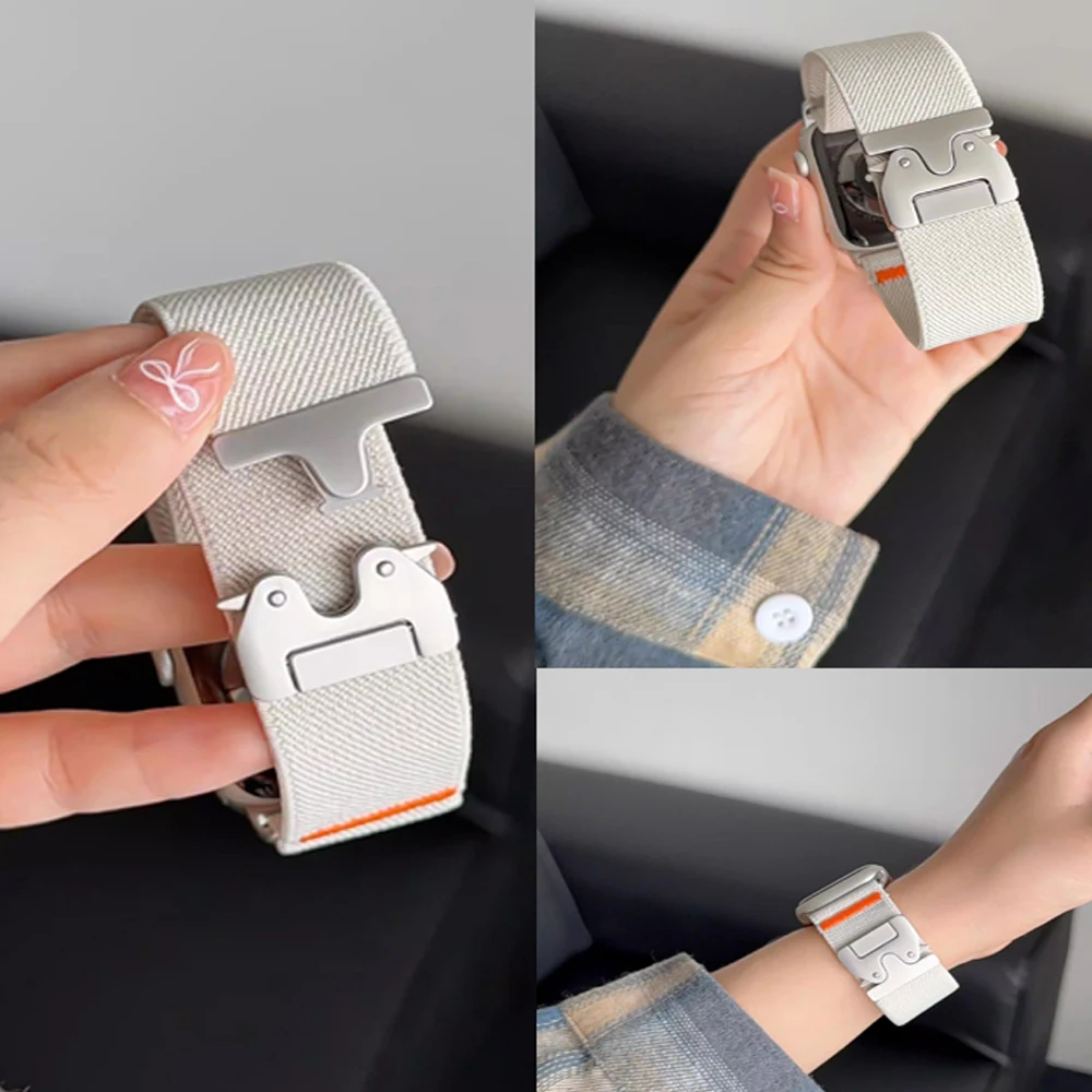 Correas para Apple Watch 10 band 46mm 42mm 40mm 49mm 44mm 45mm 41mm pulsera de paracaídas correa IWatch Series 9 8 7 5 6 3 SE ultra 2