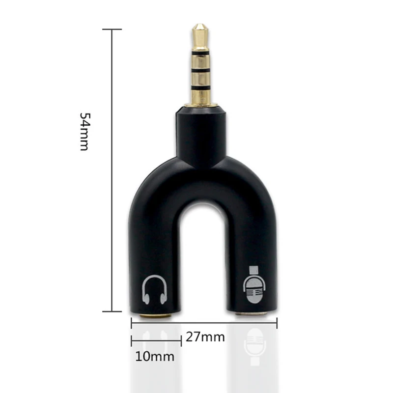 5/10 Uds adaptador tipo U doble 3,5 MM enchufe para auriculares Cables de Audio divisor micrófono 2 en 1 conector giratorio convertidor de Audio - imagen 4