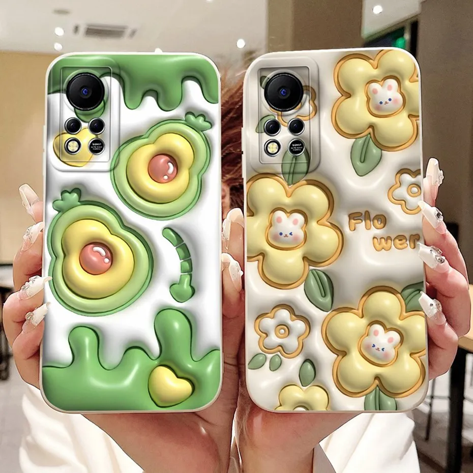 Funda protectora de lente para Infinix Hot 11s NFC Hot11s X6812 X6812B, fundas de teléfono de silicona suave de Color caramelo con dibujos animados bonitos - imagen 2