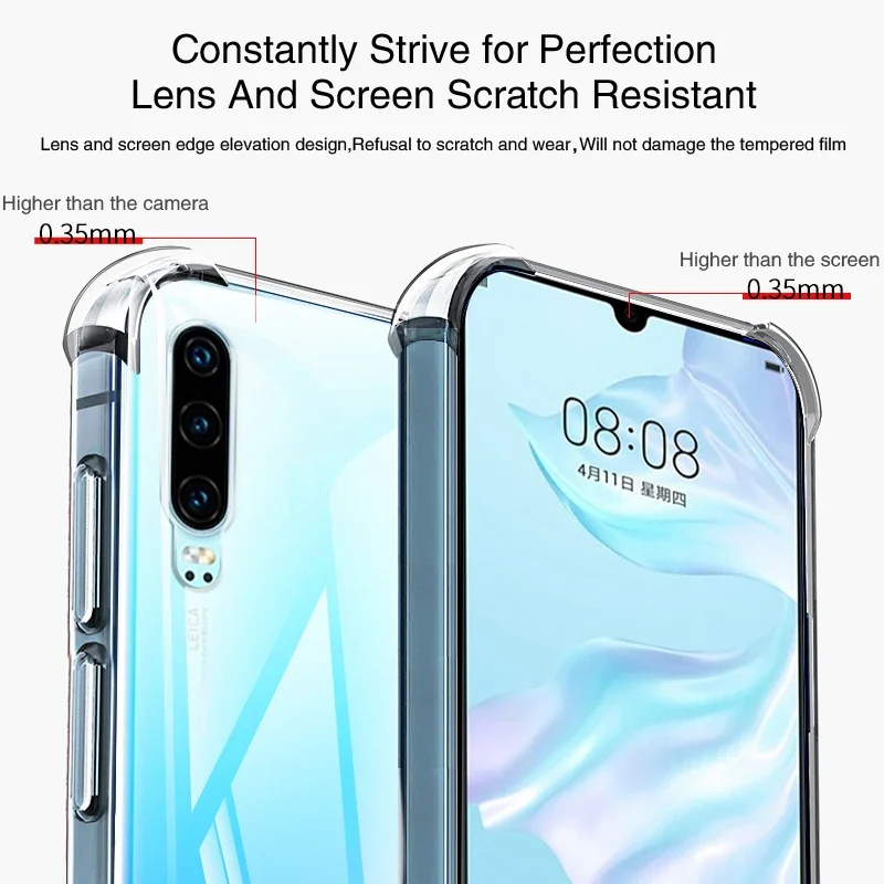 Funda de teléfono Airbag para Huawei P30 Pro Lite, P30Pro, P30Lite, nueva edición, silicona transparente suave, protección de cámara, cubierta trasera delgada - imagen 3