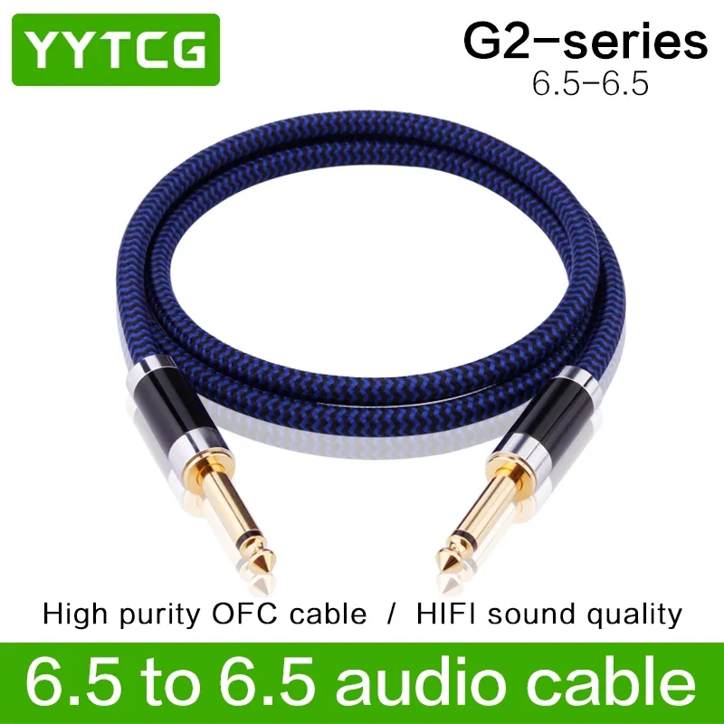 Cable de Audio HIFI Dual de 6,5mm a 6,5mm, 1/4 ", TS Jack 2, 6,5mm a OFC, para amplificador, mezclador, órgano electrónico, guitarra