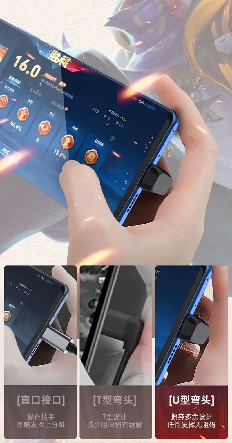 Adaptador de ángulo de 180 grados Usb C en forma de U Thunderbolt 3 4 Usb4 tipo C convertidor macho a hembra PD 8k 60hz para tableta inteligente - imagen 3