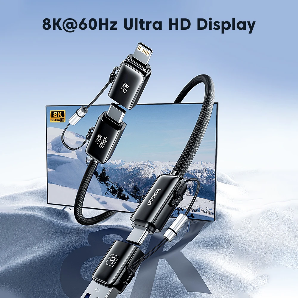 Toocki 240W 4 en 1 Cable USB PD3.1 carga rápida 8K @ 60Hz 40Gbps USB C a C a Cable de iluminación para iPhone 17 16 15 Samsung Macbook - imagen 3