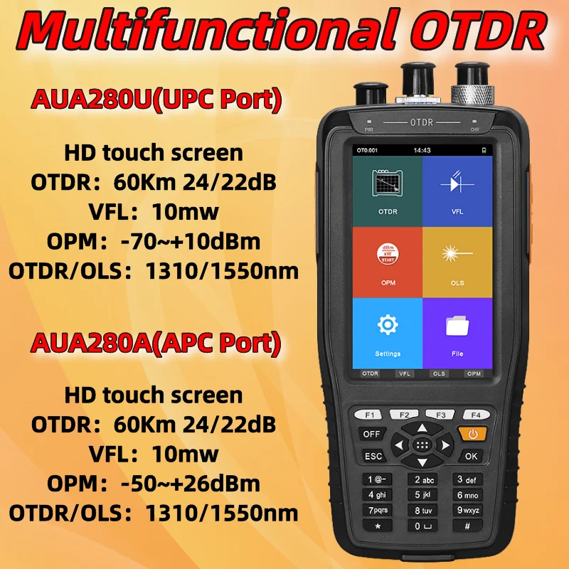 AUA280U/A Smart OTDR 1310nm 1550nm con pantalla táctil multifuncional VFL/OPM/OLS, reflectómetro de dominio de tiempo óptico, probador de fibra - imagen 2