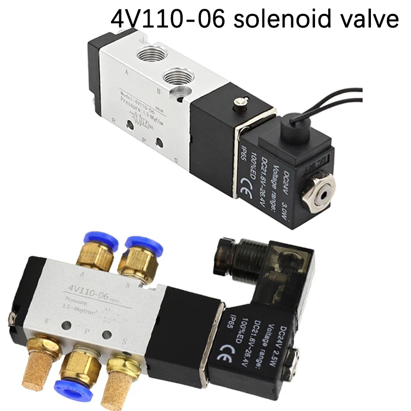 4V110-06 1/8 Bsp válvula solenoide de aire puerto de 5 vías 2 posiciones válvulas magnéticas eléctricas neumáticas de Gas DC12V 24V 110 V220V bobina Volt