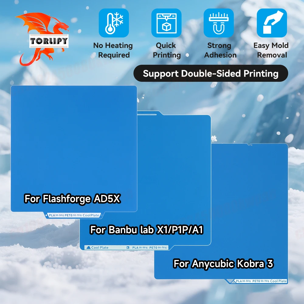Placa de construcción para Bambulab X1/P1P/A1/Flashforge AD5X /Anycubic Kobra 3, cama térmica de placa fría de baja temperatura con impresión de doble cara