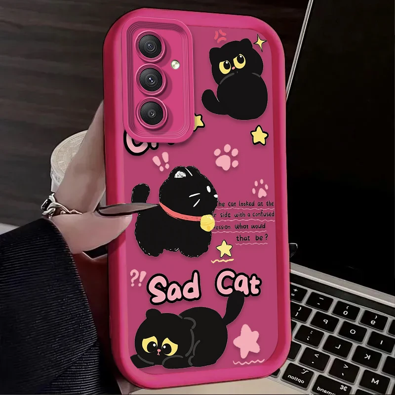 Preciosa funda de silicona con gráfico de gato negro para Samsung Galaxy S25 S24 S23 Ultra S22 S21 Plus FE 5G A54 A34 A14 A73 A53 A33 5G - imagen 5