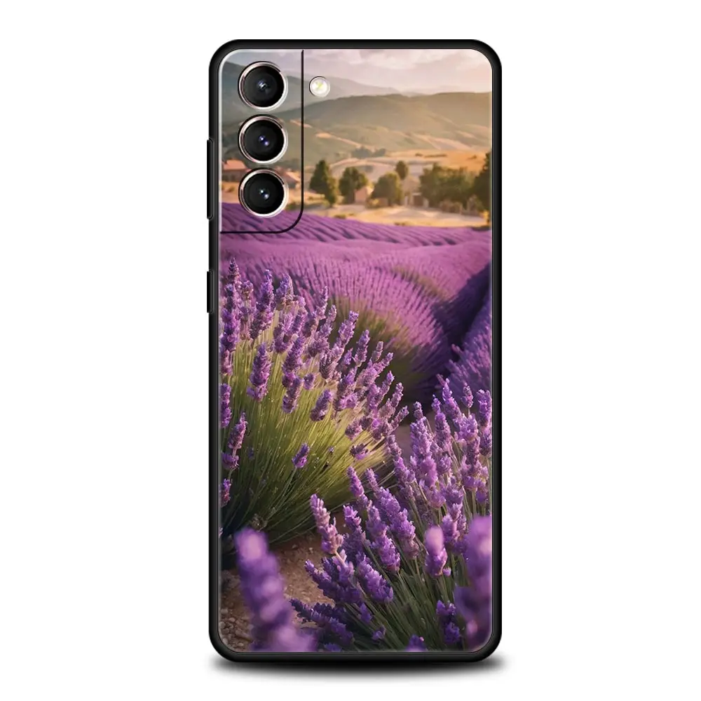 Funda de teléfono Simple con flores moradas y lavanda para Samsung Galaxy S24 S23 S22 S20 Ultra S21 FE 5G S10 S9 Plus S10E S8 - imagen 2