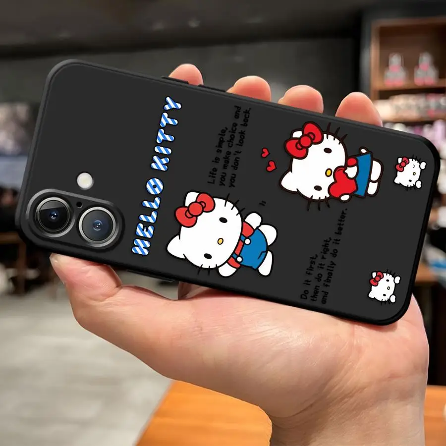 Funda para iPhone 17Air XS Max 7 8 XR 13 12 11 17 Pro Max 15 16 14 Plus cubierta de teléfono suave negra moda dibujos animados de Hello Kitty - imagen 5