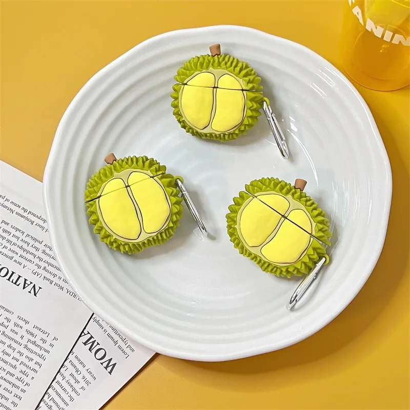 Para Funda Airpods Pro 3, Funda protectora de silicona para auriculares Durian Fruit 3D para Airpods Pro 2 Funda/Airpods 4 3 2 1 Funda