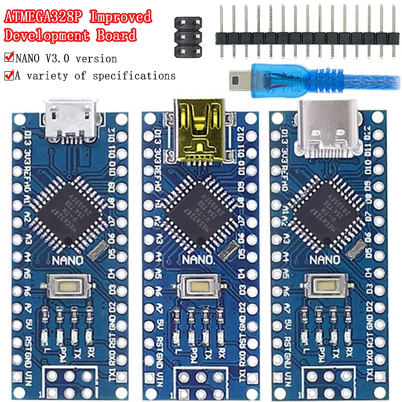 Mini/tipo C/Micro USB Nano 3,0 con el controlador Nano compatible con gestor de arranque para controlador USB arduino CH340 16Mhz ATMEGA328P