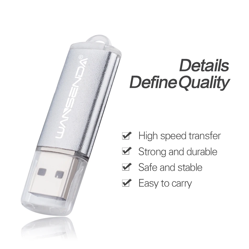 WANSENDA-Mini unidad Flash USB de Metal, Pendrive de 128GB, 8GB, 16 GB, 32GB, 64GB, 256GB - imagen 3