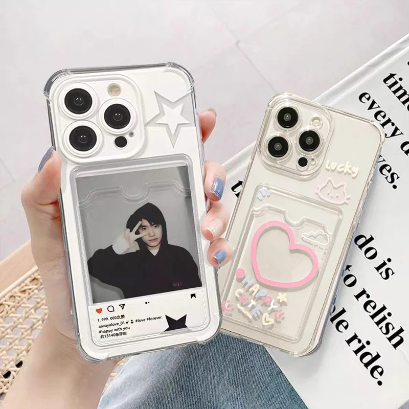 Funda coreana con tarjetero de estrella INS para Samsung Galaxy S25 Edge 5G S24 S23 S22 S21 Ultra Plus FE A56 A36 A26 A55 A35