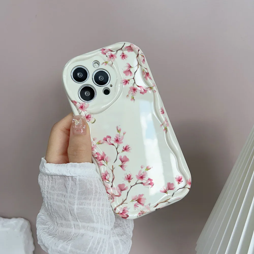 Funda para Xiaomi POCO X7 X6 X5 X3 Pro X4 NFC GT F3 F4 M3 M4 M6 F6 Pro 15 12 11 Lite 5G NE 12T 14 Pro cubierta flor crema borde ondulado - imagen 4