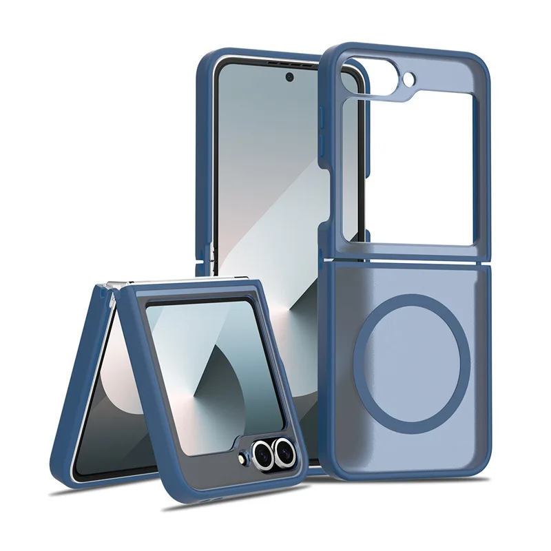 Transparent Matte Magnetic Case For Samsung Galaxy Z flip 7 fe 6 Hinge Protection Translucent Wireless Charging Cover - imagen 3